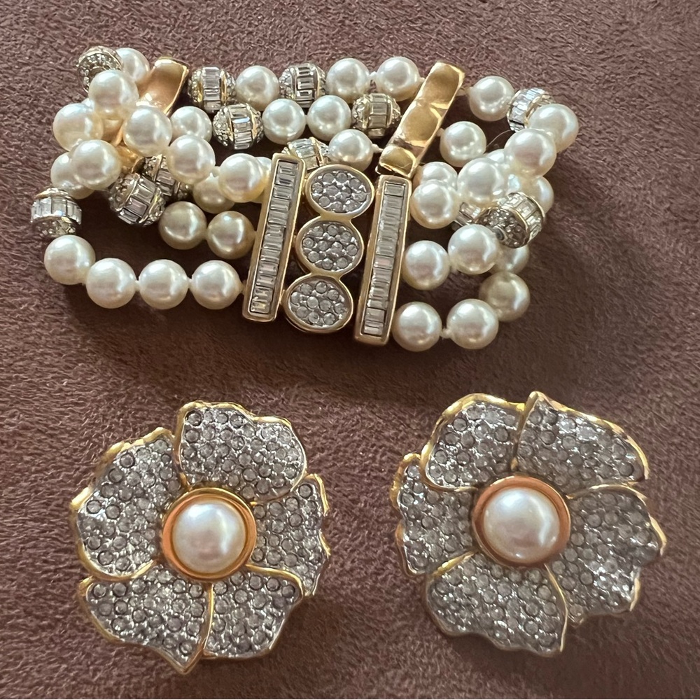 Vintage 1983 Swarovski crystal earrings and bracelet